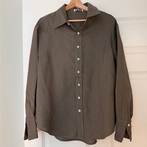 Women Premium linen Button-Up oversized Shirt and shorts set